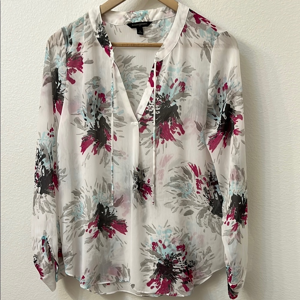 Banana Republic White Floral Blouse